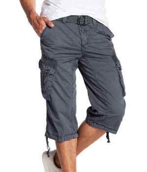 XRAY Men Belted Below Knee Long Cargo Shorts Steel Size 32X18